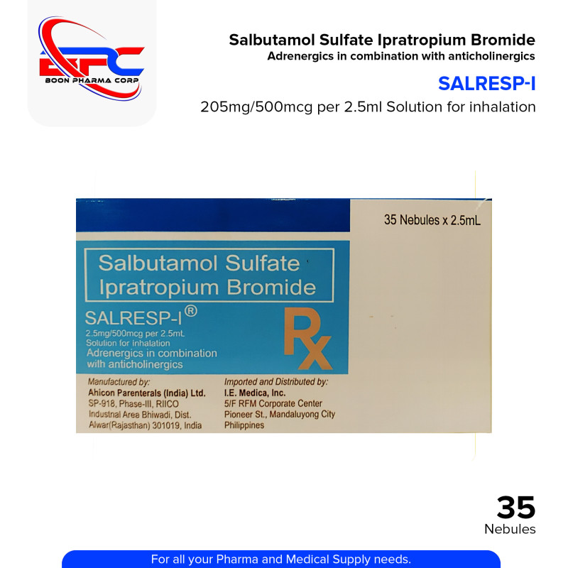 SALRESP I Salbutamol Sulfate Ipratropium Bromide 205mg/500mcg per 2.5ml x 35 Nebules