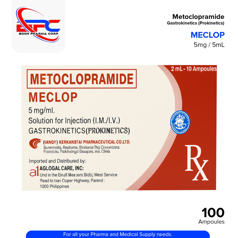 MECLOP Metoclopromide 5mg/ml Solution for Injection I.M/I.V 2ml x Ampoule 10's