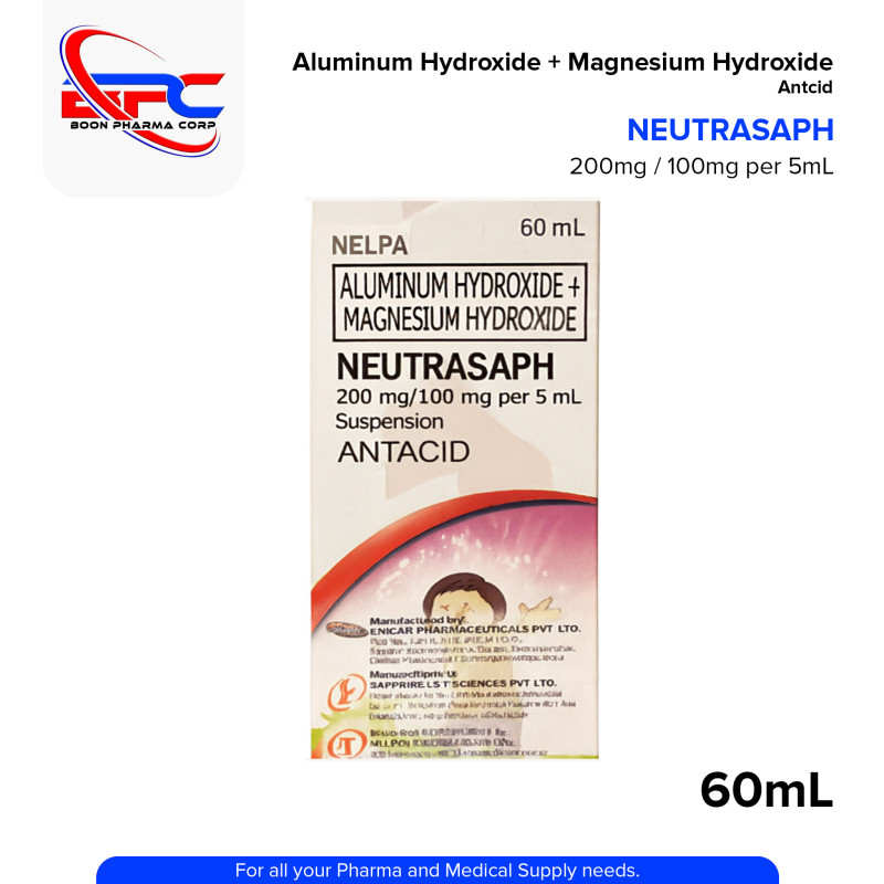 NEUTRASAPH Aluminum Hydroxide + Magnesium Hydroxide 200mg/100mg per 5ml Suspension 60ml