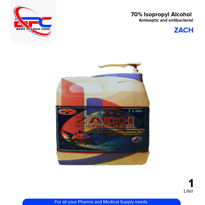 ZACH Isopropyl Alcohol 70% Antibacterial Antiseptic Sanitizing 1Liter 1's