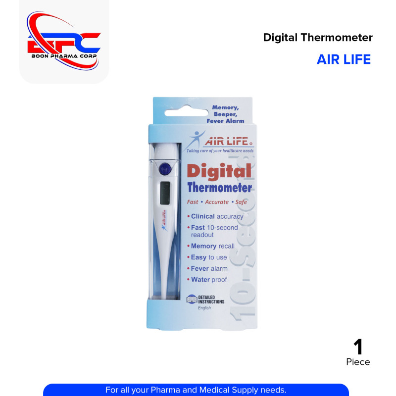 AIR LIFE Digital Thermometer Clinical Accuracy with Fever Alarm and Water Proof 1's