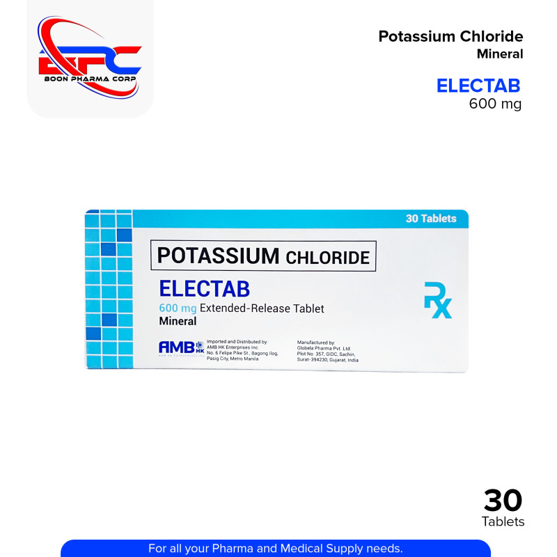 ELECTAB Potassium Chloride Mineral Extended Release Tablet 600 mg 30's
