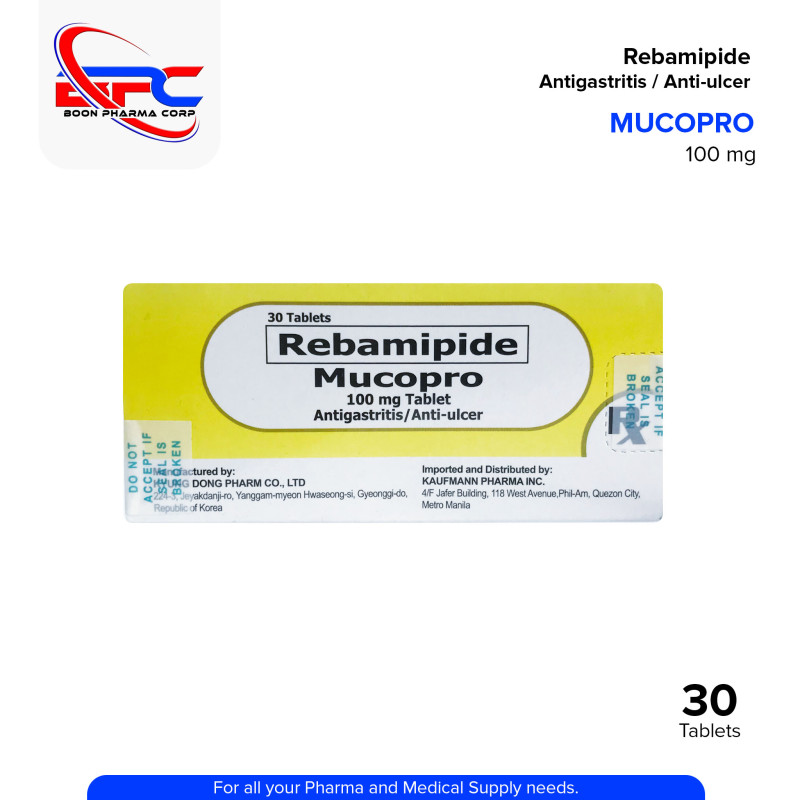 MUCOPRO Rebamipide Antigastritis / Anti-Ulcer 100 mg Tablet 30's