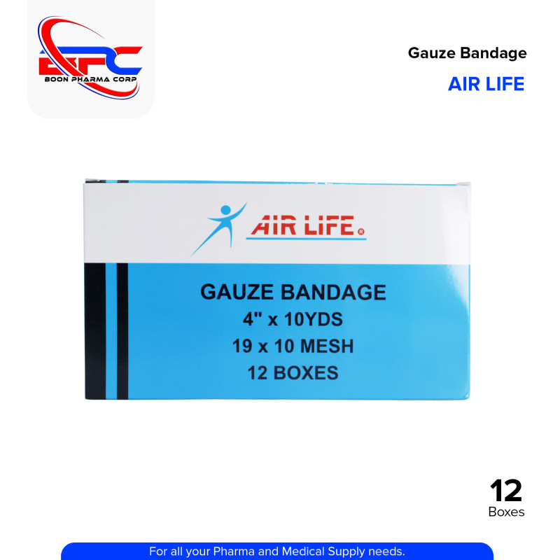 AIR LIFE Gauze Bandage 4" X 10 yards , 19 x 10 Mesh , 12 Boxes