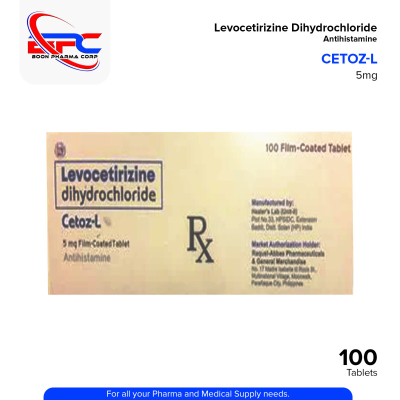 CETOZ-L Levocetirizine Dihydrochloride 5mg Film Coated Antihistamine Tablet 100's