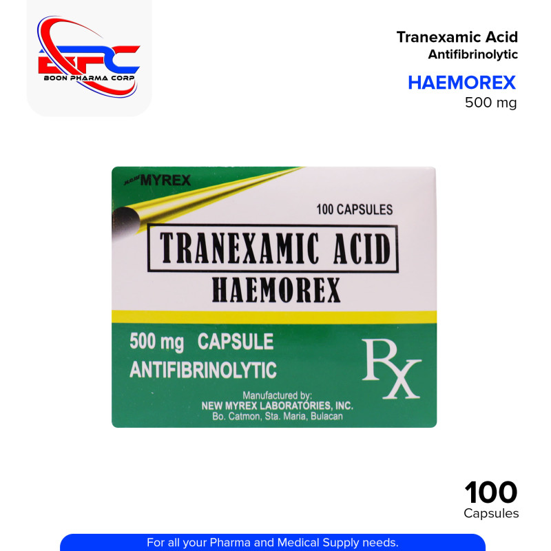 HAEMOREX Tranexamic Acid Antifibrinolytic 500mg Capsule 100's