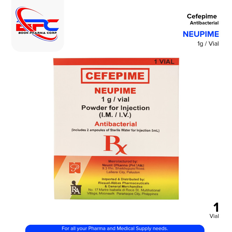 NEUPIME Cefepime 1g / Vial Powder for Injection (I.M/I.V) Vial 1's