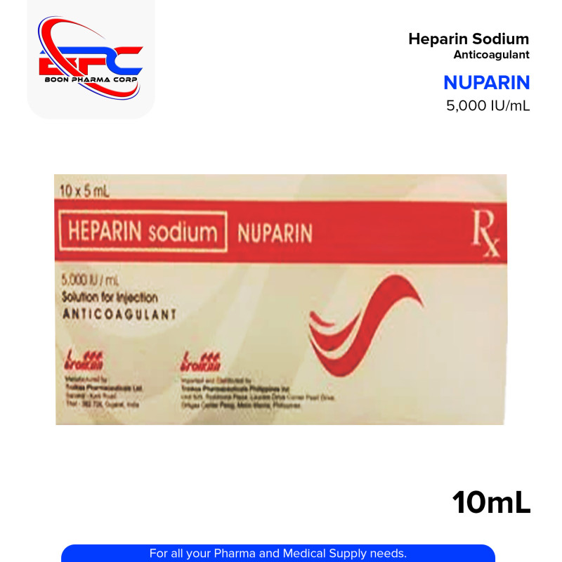NUPARIN Heparin Sodium 5,000IU/ml Solution for Injection Anticoagulant 10 x 5ml