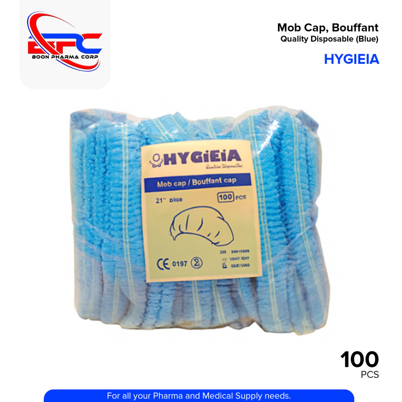 HYGIEIA Bouffant Cap / Mob Cap 21" Blue Pieces 100's