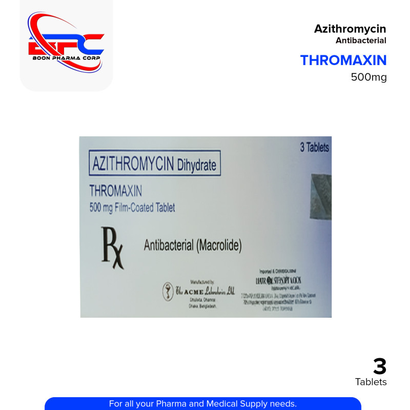 THROMAXIN 500 Azithromycin 500mg Tablet 3's