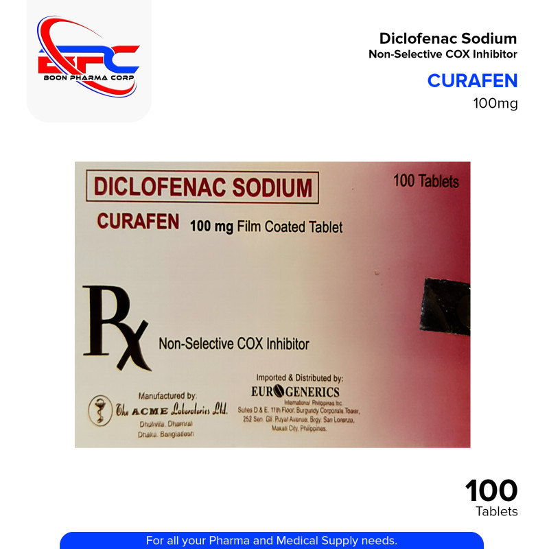 CURAFEN Diclofenac Sodium 100mg Film Coated Non Selective COX Inhibitor Tablet 100's