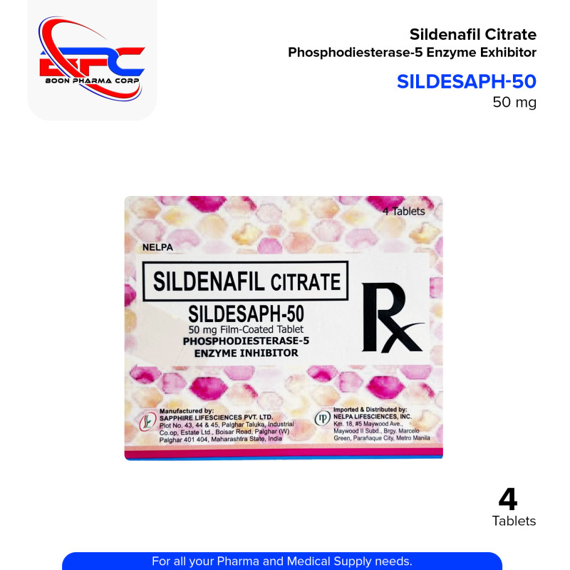 SILDESAPH Sildenafil Citrate 50mg Film Coated Tablet 4's