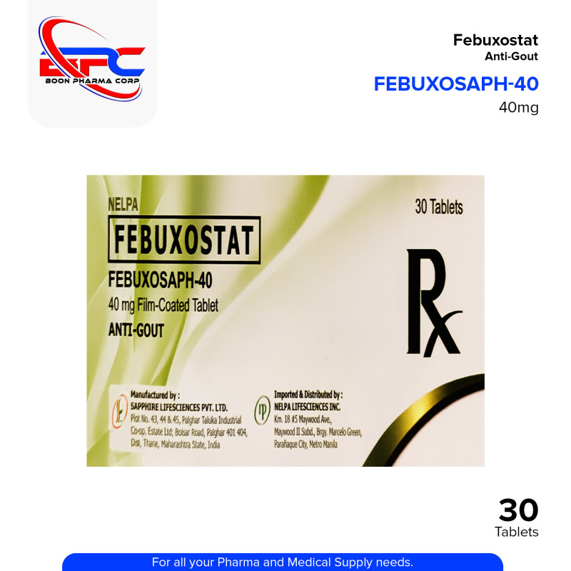 FEBUXOSAPH 40 Febuxostat 40mg Film Coated Tablet 30's