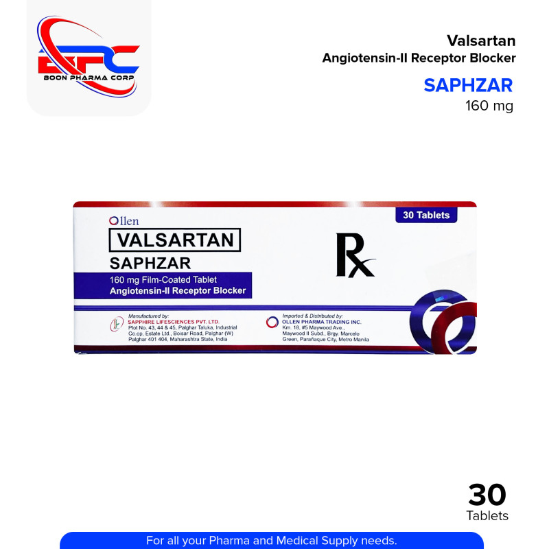 SAPHZAR Valsartan Angiotensin II Receptor Blocker 160 mg Film Coated Tablet 30's