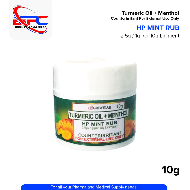 GREATLAB Turmeric Oil + Menthol Hp Mint Rub 2.5g/ 1g Per Liniment 10g