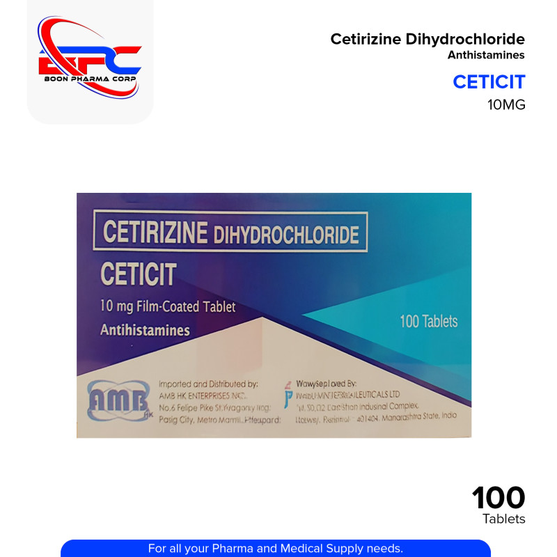 CETICIT Cetirizine Dihydrochloride 10mg Film Coated Tablet 100's