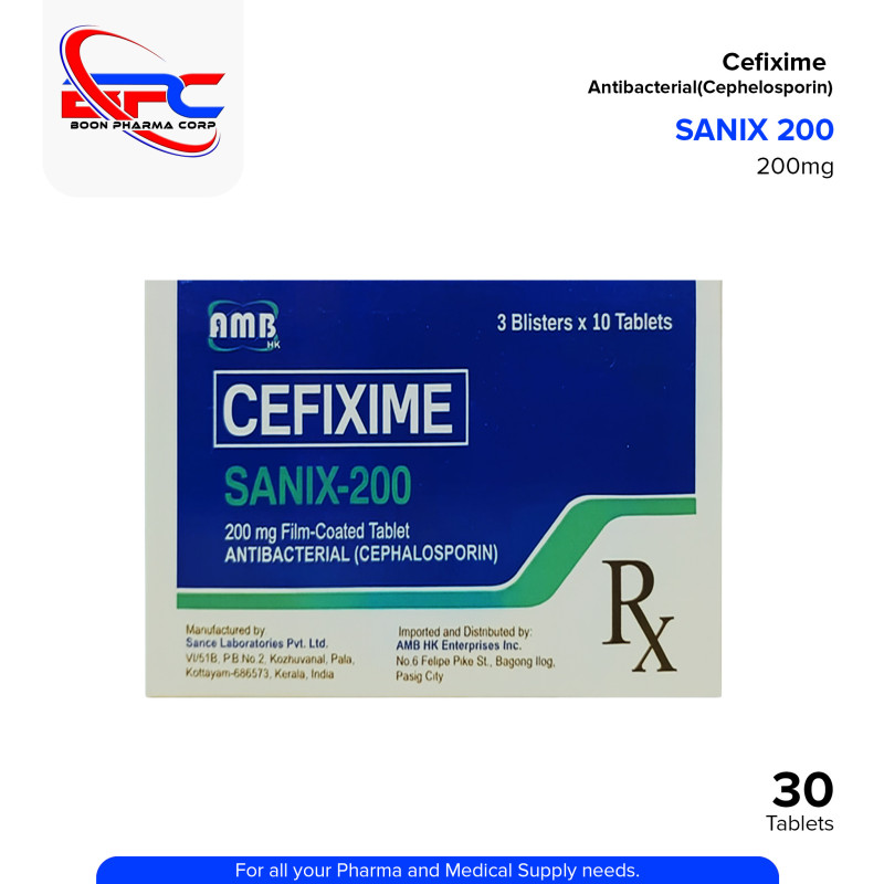 SANIX 200 Cefixime 200mg Film Coated Tablet 30's