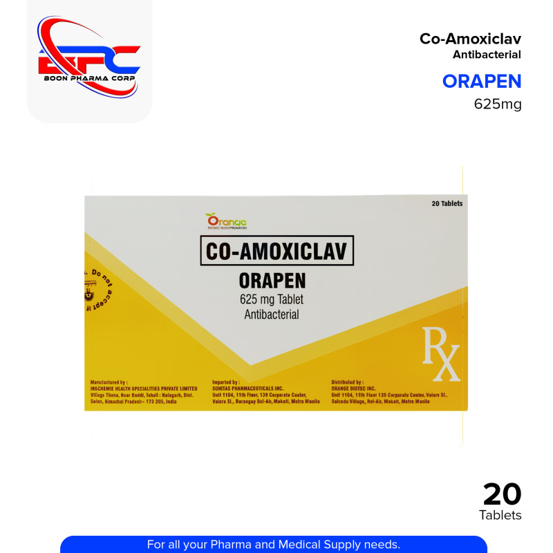 ORAPEN Co Amoxiclav 625mg Antibacterial Tablet 20's