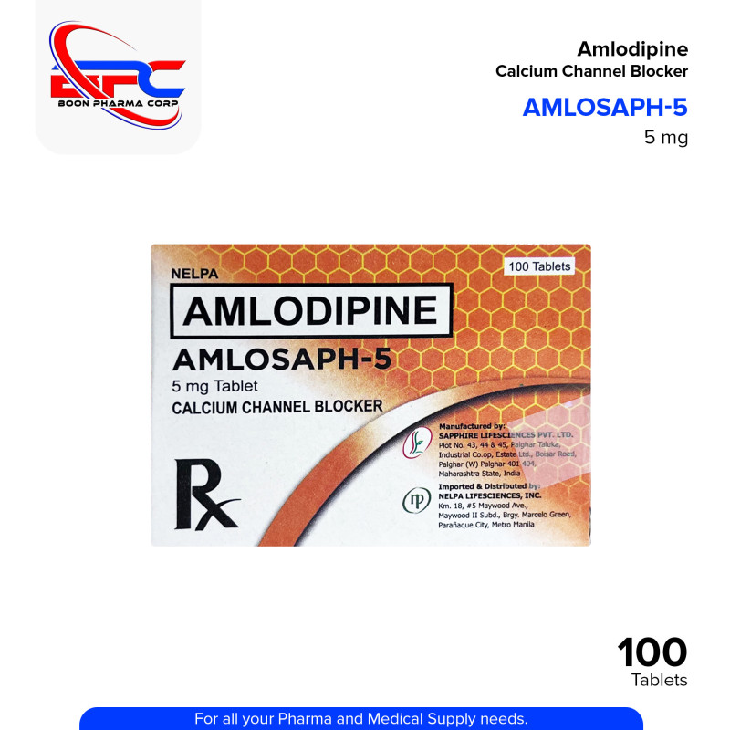 AMLOSAPH Amlodipine Calcium channel Blocker 5mg Tablet 100's