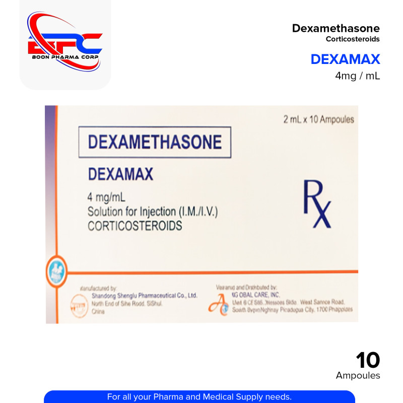 DEXAMAX Dexamethasone 4mg/ml Solution for Injection (IM/IV) 2ml x 10 Ampoules