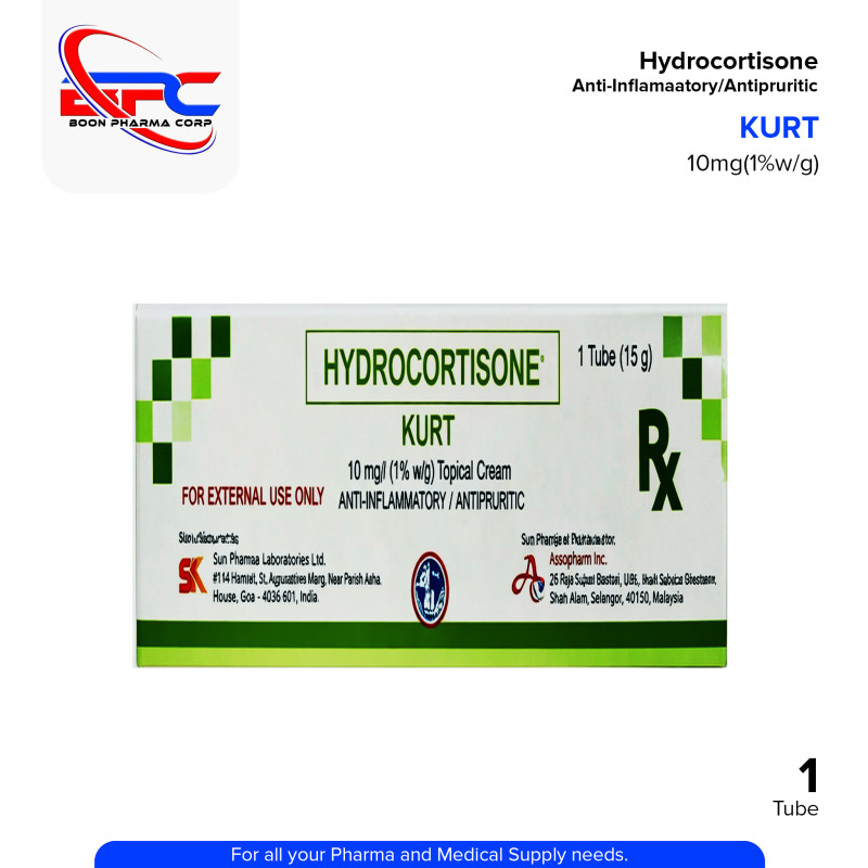 KURT Hydrocortisone 10mg/g (1% w/w) Topical Cream Tube 1's 15g