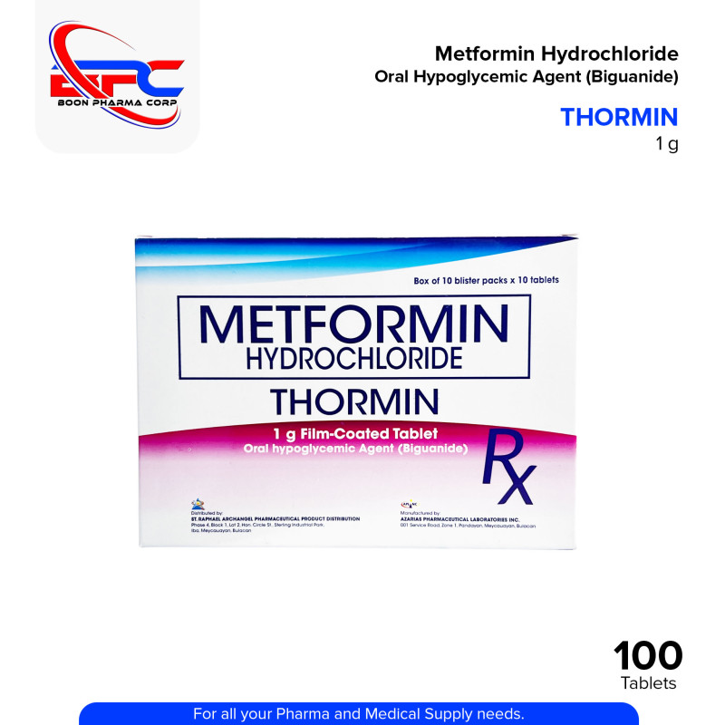 THORMIN Metformin Hydrochloride Oral Hypoglycemic Agent Biguanide 1 g Film Coated Tablet 10's