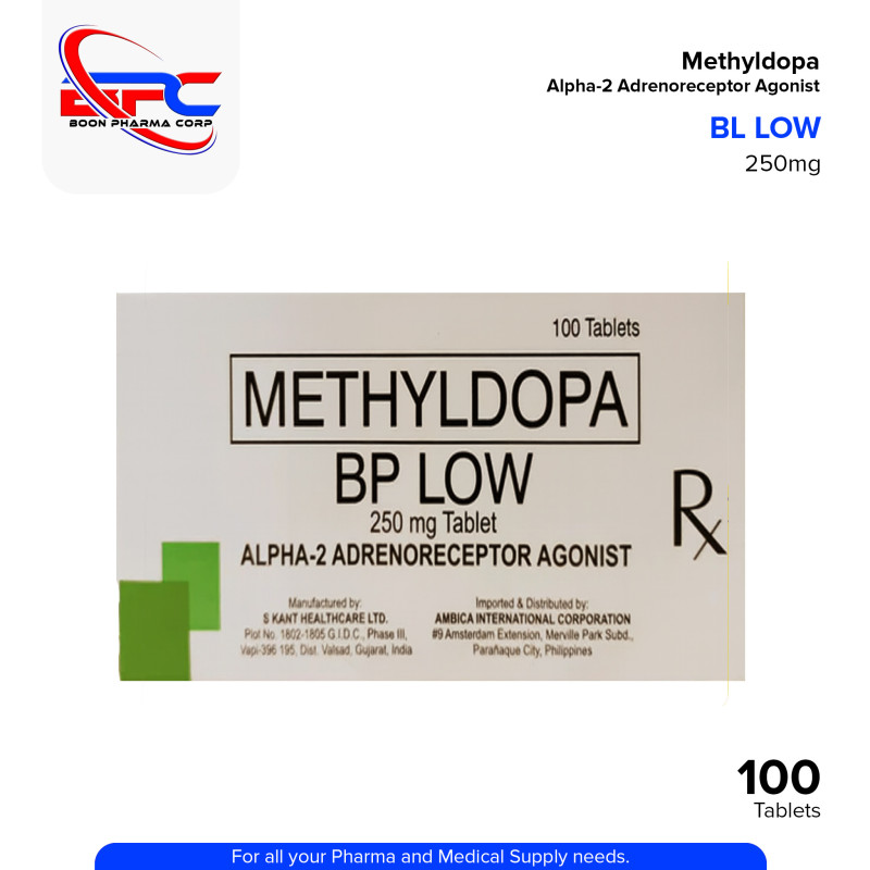 BP LOW Methyldopa 250mg Alpha 2 Adrenoreceptor Agonist Tablet 100's
