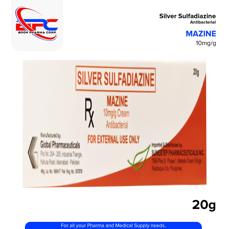 MAZINE Silver Sulfadiazine 10mg/g Cream Antibacterial 20g