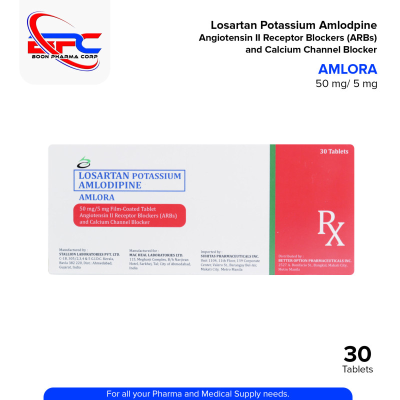 Losartan Potassium Amlodipine (Amlora) 50mg5mg Film Coated Tablet 30's
