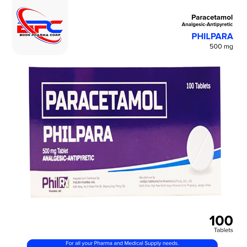 PHILPARA Paracetamol 500mg Analgesic Tablets 100's