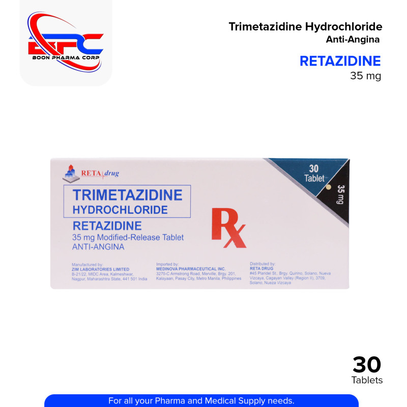 RETAZIDINE Trimetazidine Hydrochloride Anti Angina 35mg Modified Release Tablet 30's