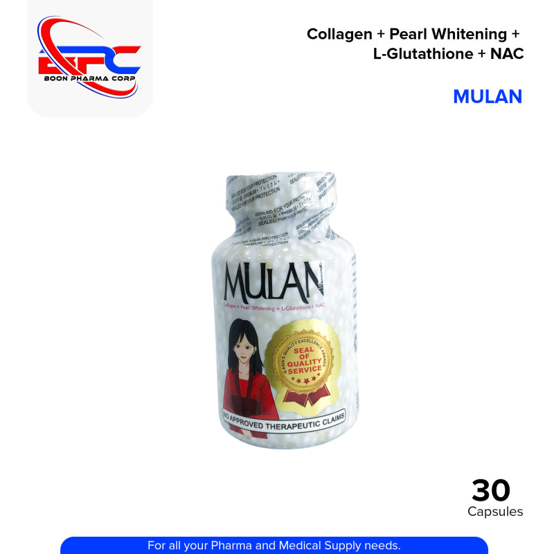 Pearl WhiteMULAN Collagen + Pearl Whitening + L-Glutathione + NAC Skin Supplement Capsule 30'sning Collagen L-Glutathione NAC (Mulan) 500mg Whitening Capsule