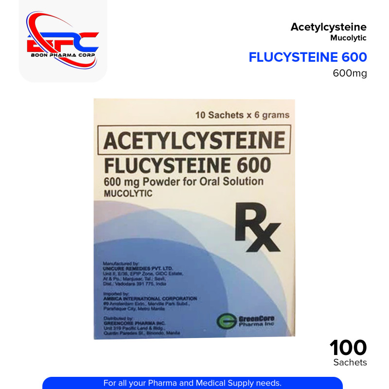 FLUCYSTEINE Acetylcysteine 600mg Powder for Oral Solution 6grams Sachet 10's