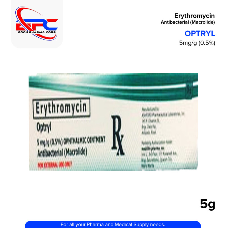 OPTRYL Erythromycin 0.5% Opthalmic Ointment Antibacterial 5g