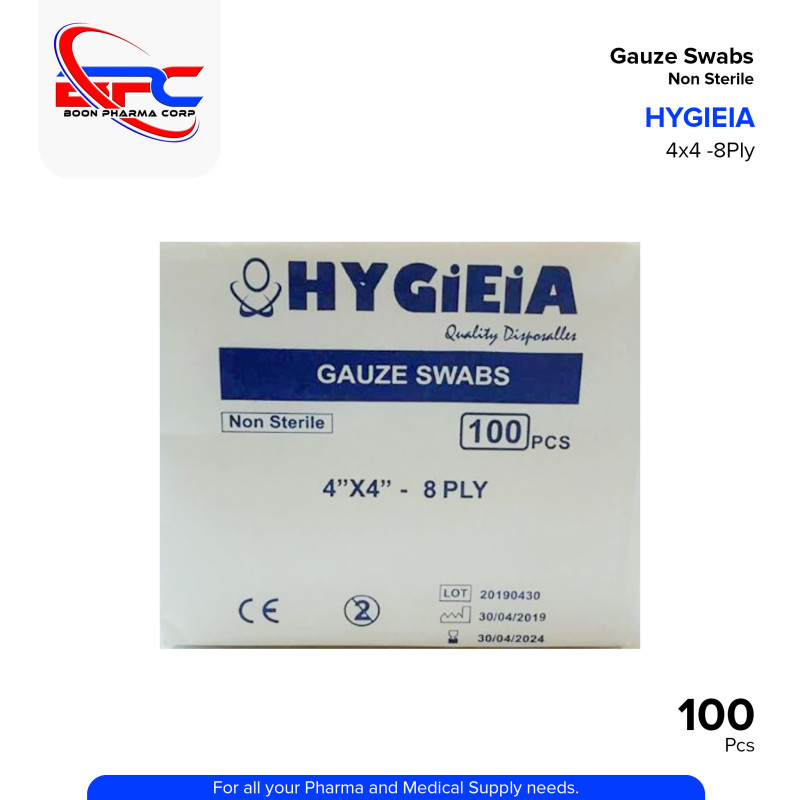 HYGIEIA Gauze Swab Non Sterile 4" x 4" 8Ply Pieces 100's