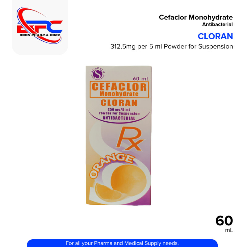 CLORAN Cefaclor Monohydrte 250mg/5ml Powder for Suspension Antibacterial 60ml