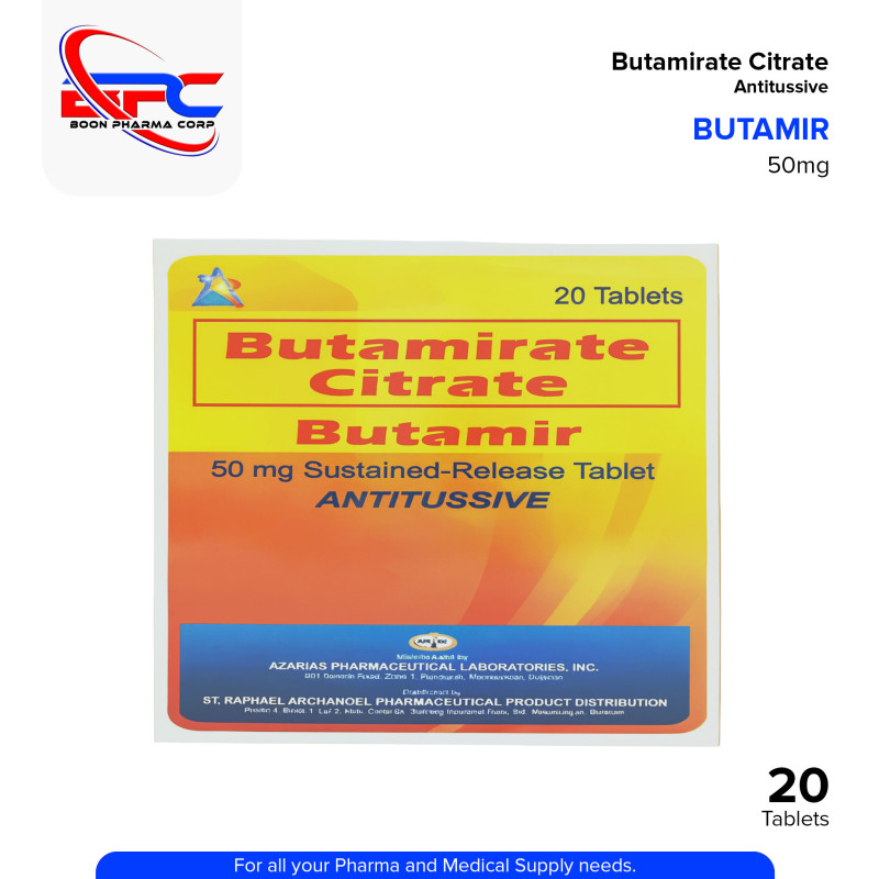 BUTAMIR Butamirate Citrate 50mg Sustained Release Tablet 20's