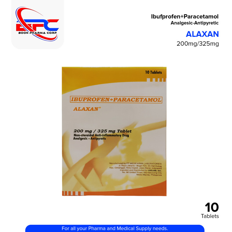 ALAXAN Ibuprofen + Paracetamol 200mg/325 mg Tablet 10's