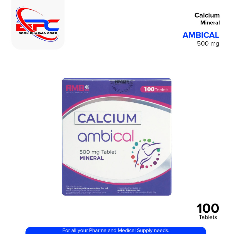 AMBICAL Calcium Mineral 500mg Tablet 100's