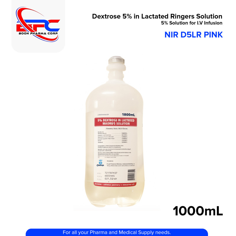 NIR D5LR PINK Dextrose 5% in Lactated Ringers Solution (Pink) 5% Solution for I.V Infusion 1000ml