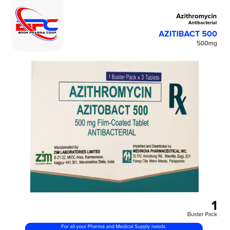 AZITOBACT Azithromycin 500mg Tablet 3's