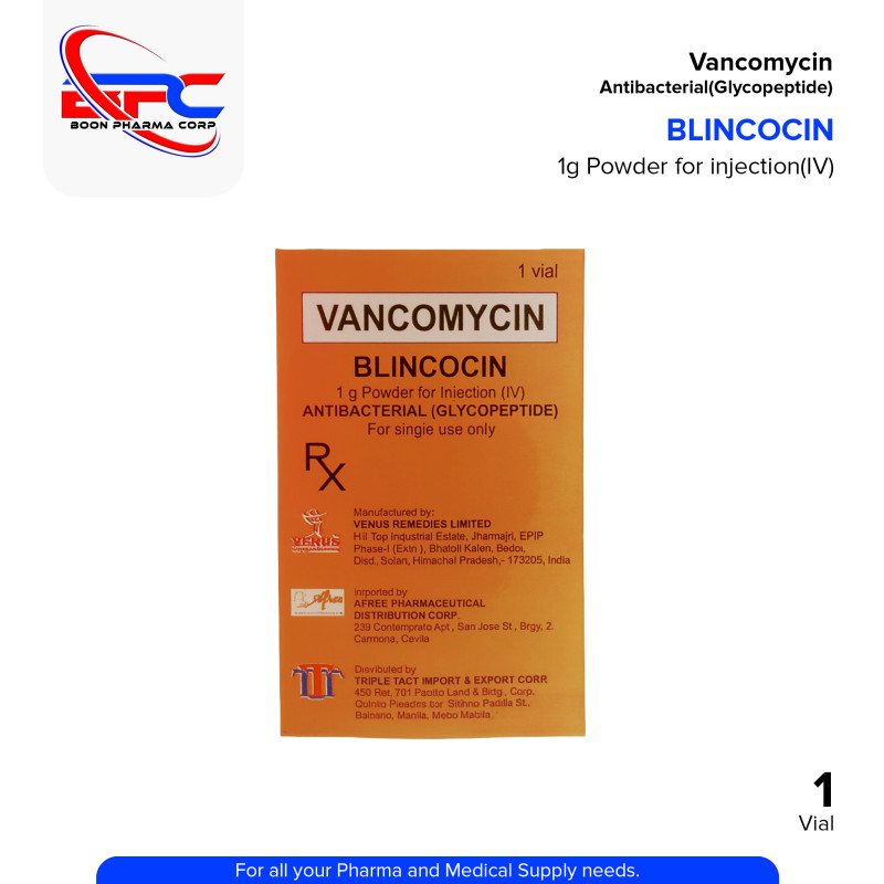 BLINCOCIN Vancomycin 1g Powder for Injection I.V Vial 1's