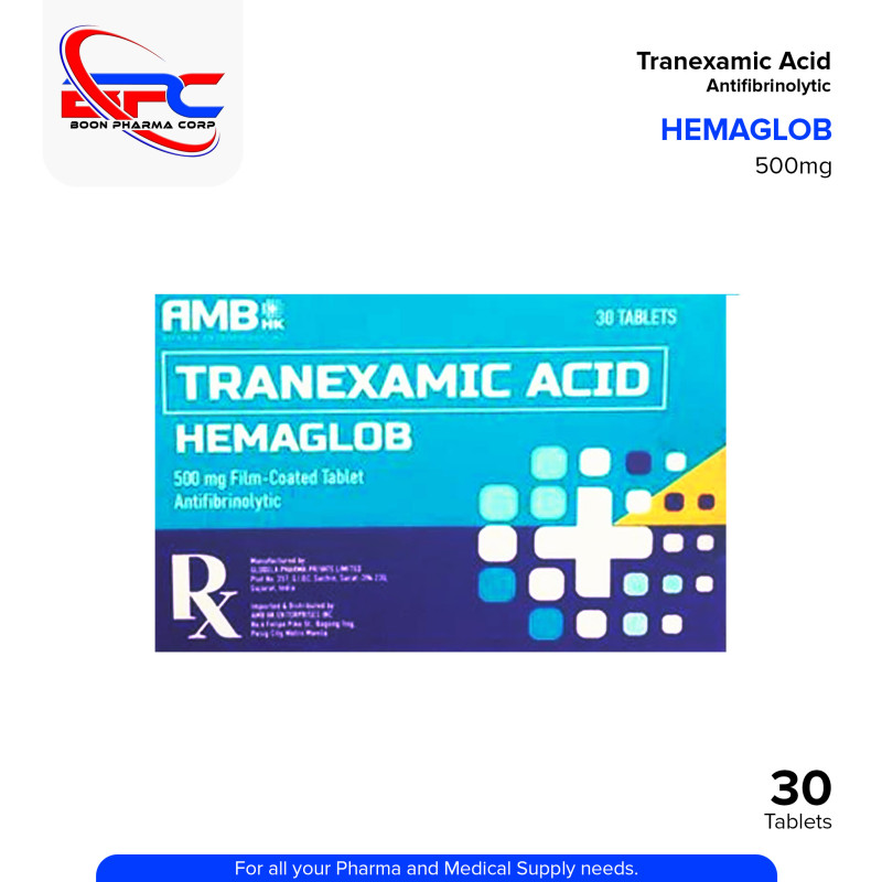 HEMAGLOB Tranexamic Acid 500mg Film Coated Tablet 30's