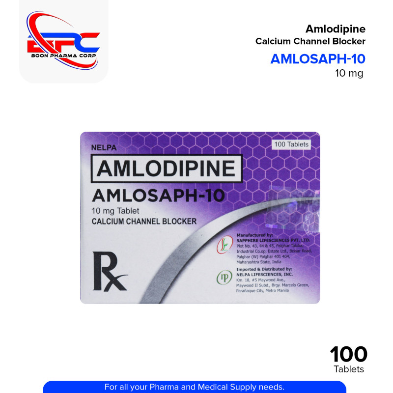 AMLOSAPH Amlodipine Calcium Channel Blocker 10mg Tablet 100's