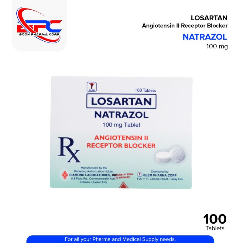 Losartan Potassium (Natrazol) 100mg Film Coated Tablet 100's
