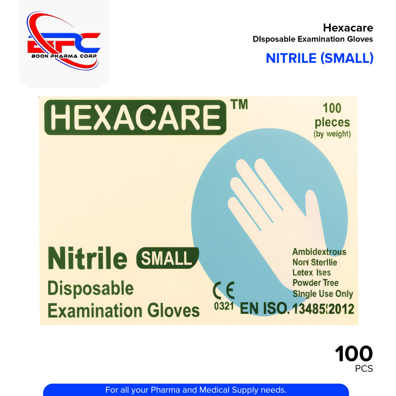 HEXACARE Disposable Examination Gloves Nitrile Small Pieces 100's