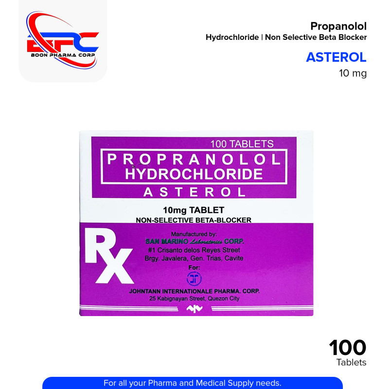 ASTEROL Propranolol Hydrochloride Non Selective Beta Blocker 10mg Table 100's